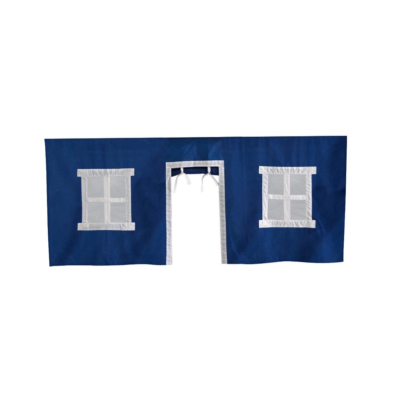 Max & Lily Underbed Privacy Curtain for Low Bunk/Loft Bed, 2 Panel Play Curtain Set - Hot Blue/White Cotton - Image 3